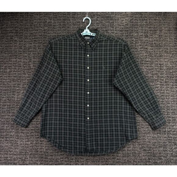 Polo Ralph Lauren Shirt Mens Large Black Gray Plaid Light Flannel Lowell Sport - Picture 1 of 10